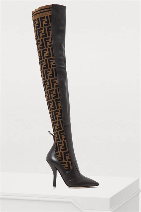 fendi rockoko thigh high boots black|Fendi rockoko boots sale.